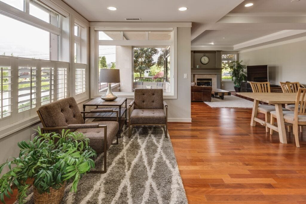 Pearland Home Showcasing Two Brothers Wood Flooring Elegance Lavish Pearland home interior with polished wood flooring