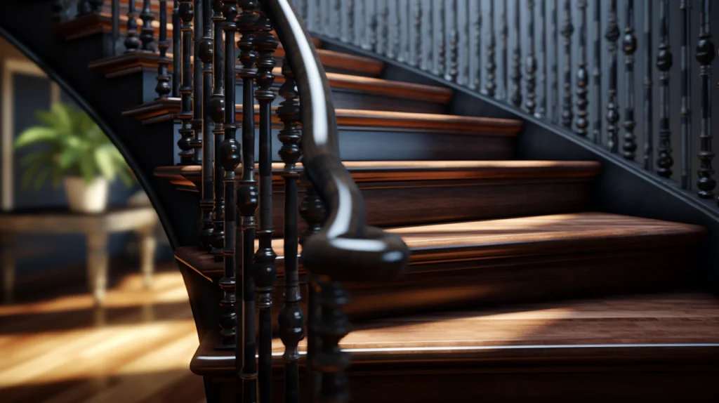 Luxurious spiral hardwood staircase