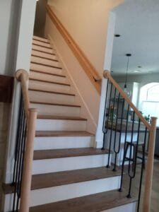 Staircase railing and balusters for a residential project.