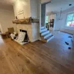 Woodworking project with engineered wood components.