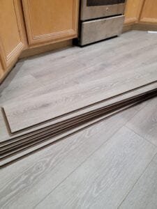 Laminate flooring with a contemporary design.