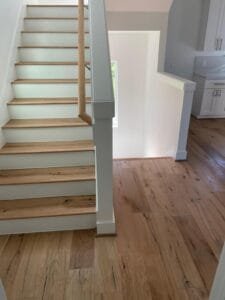 Solid wood staircase showcasing craftsmanship.