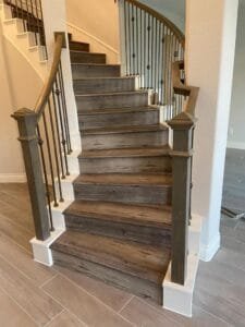 Hardwood stair treads creating a classic ambiance